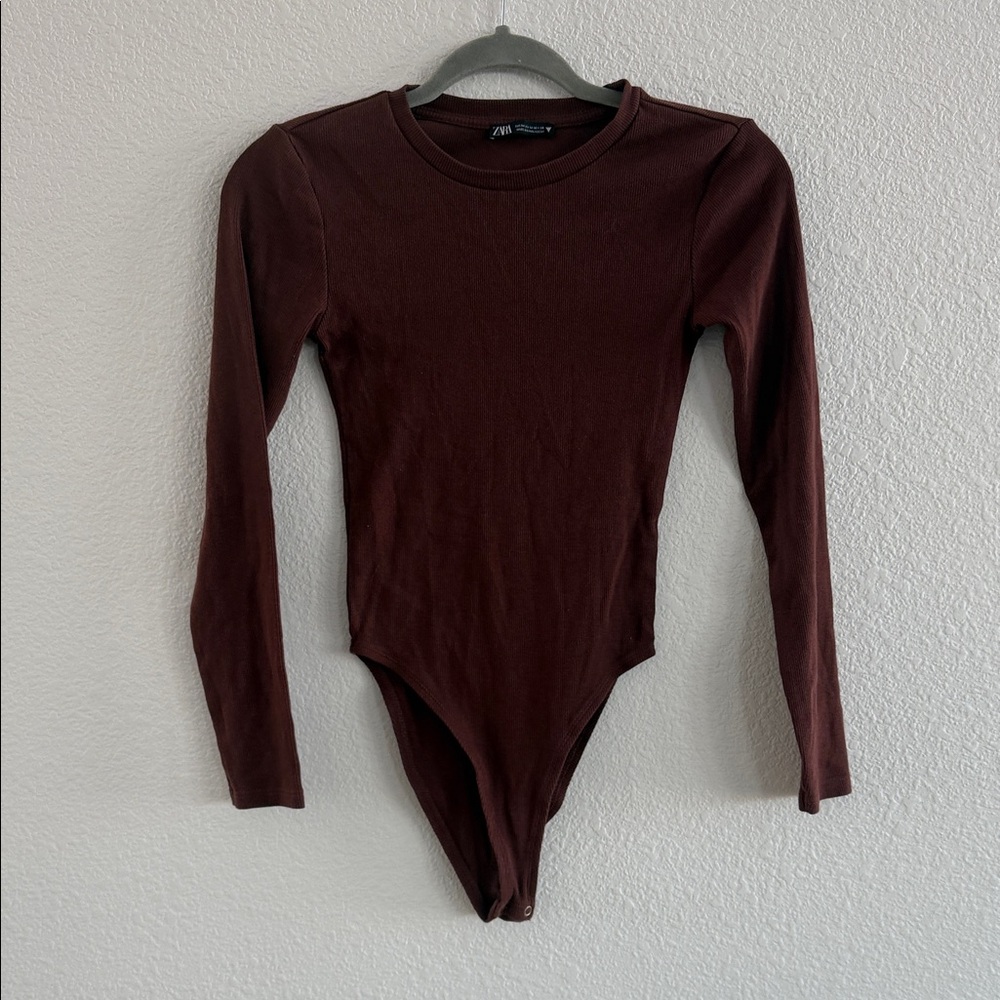 Zara Brown Long Sleeve Bodysuit